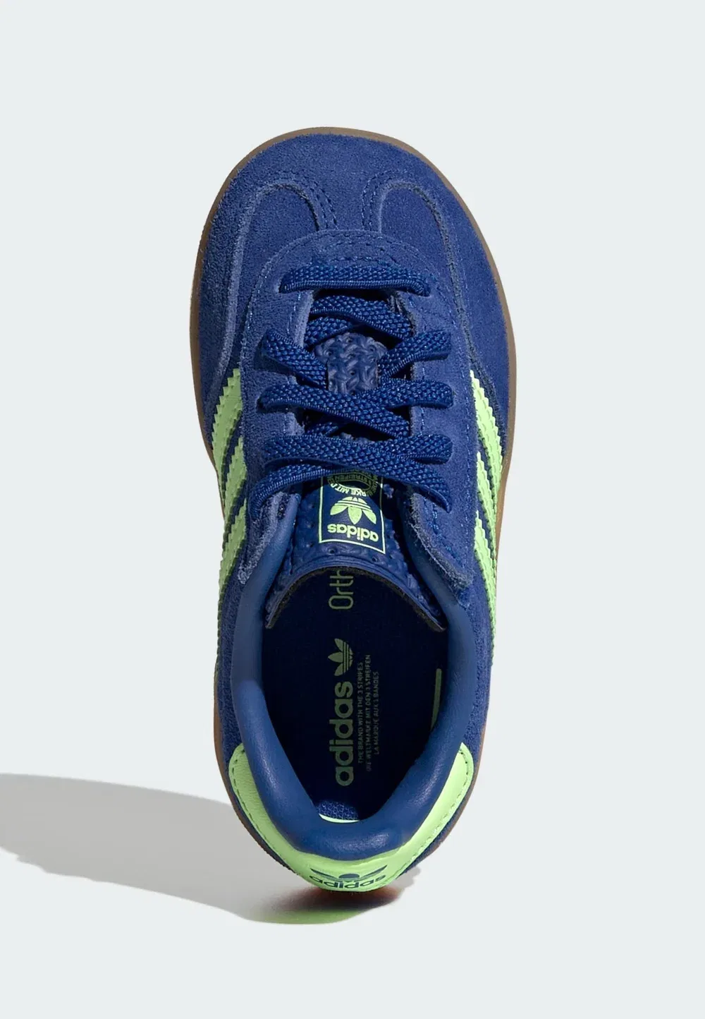 Gazelle indoor cf el i unisex - детская обувь Adidas Originals, Royal Blue Green Spark Gold Metallic — фото 2