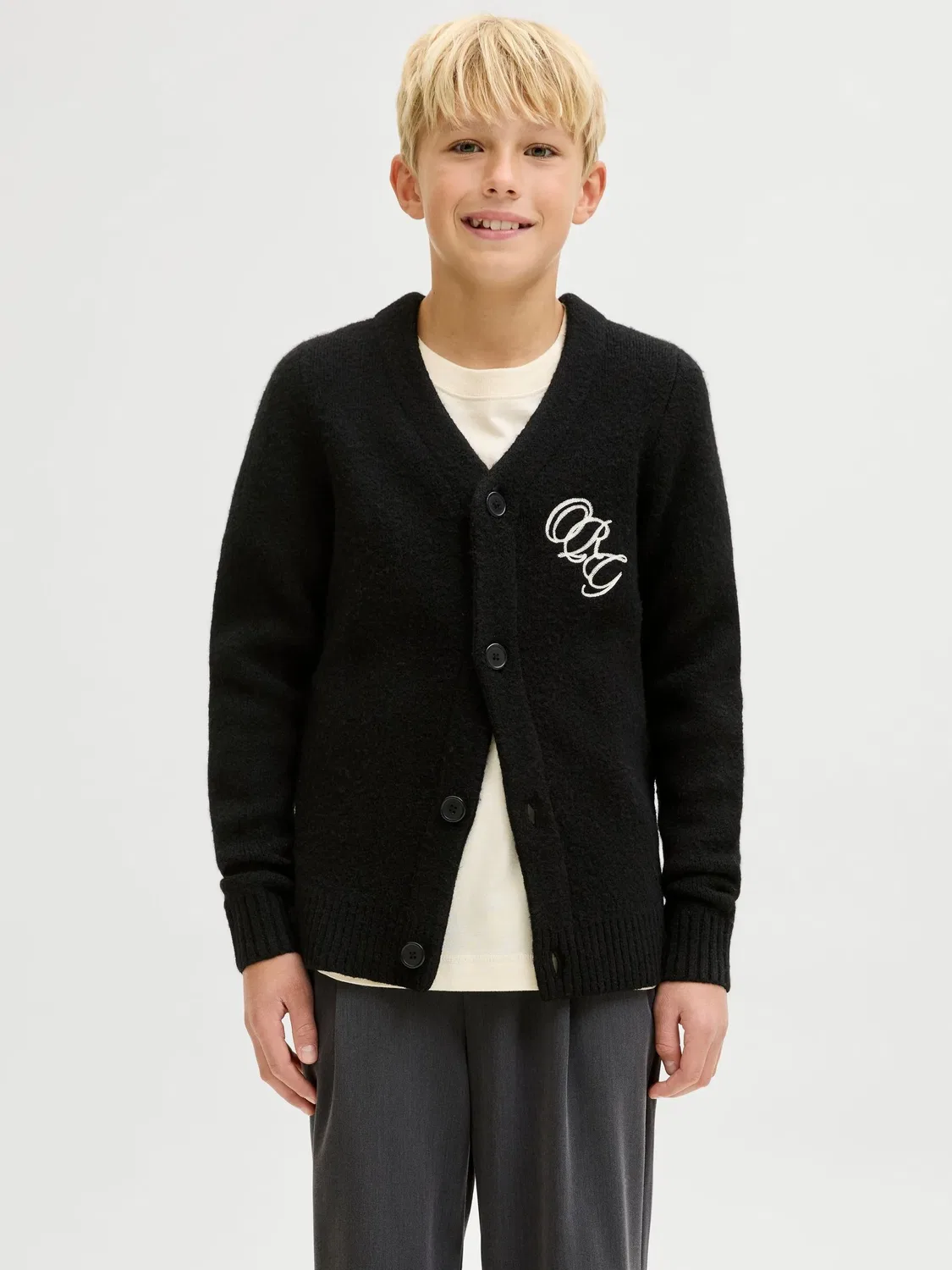 Кардиган с вышивкой JACK & JONES Junior, черный — фото 2