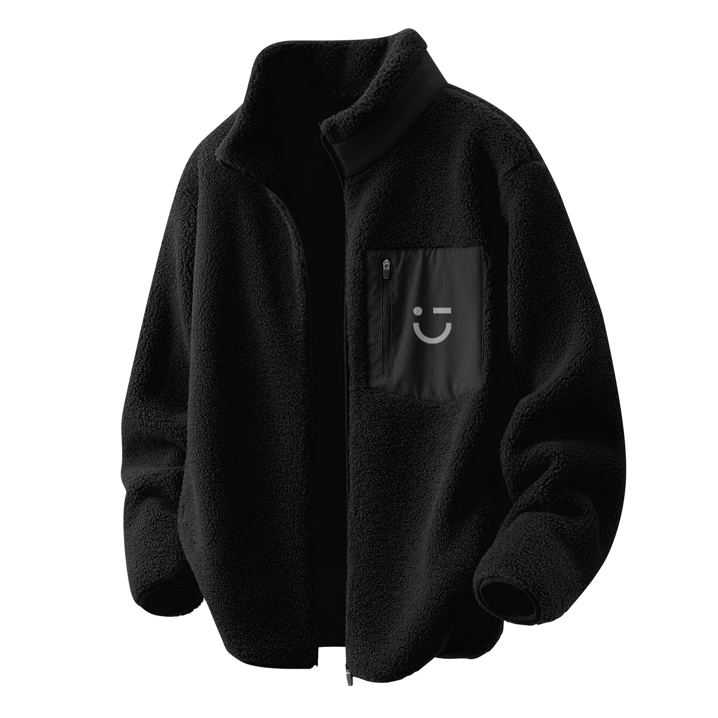 Детское пальто из вельвета с начесом MINISO, Double-Sided Fleece Palm Green (M22 Light Gray Smiley Face Chest Logo) — фото 3
