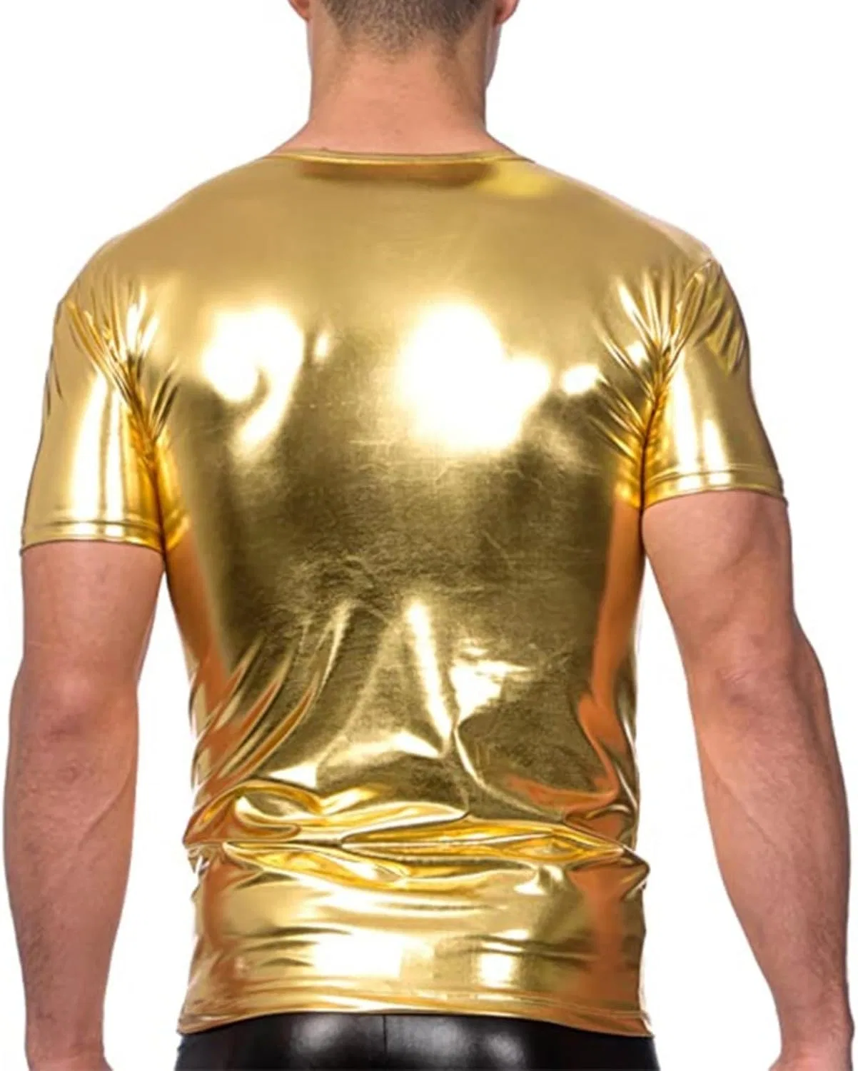 Мужская футболка с блестками Slim Fit Disco, Gold — фото 3
