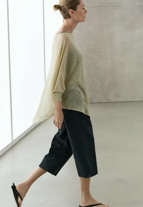 Джемпер из льна с полиамидом, модель Jumper, Massimo Dutti, Sand, песочный — фото 3