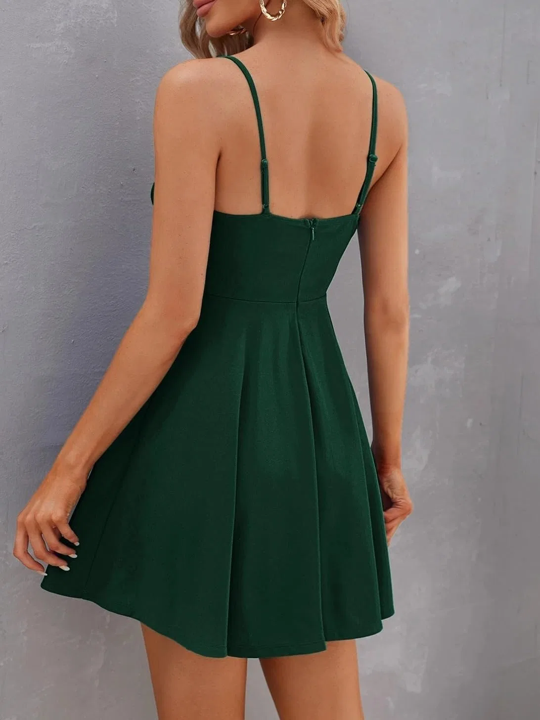 Женское кашемировое платье на бретелях с запахом, Dark Green — фото 2