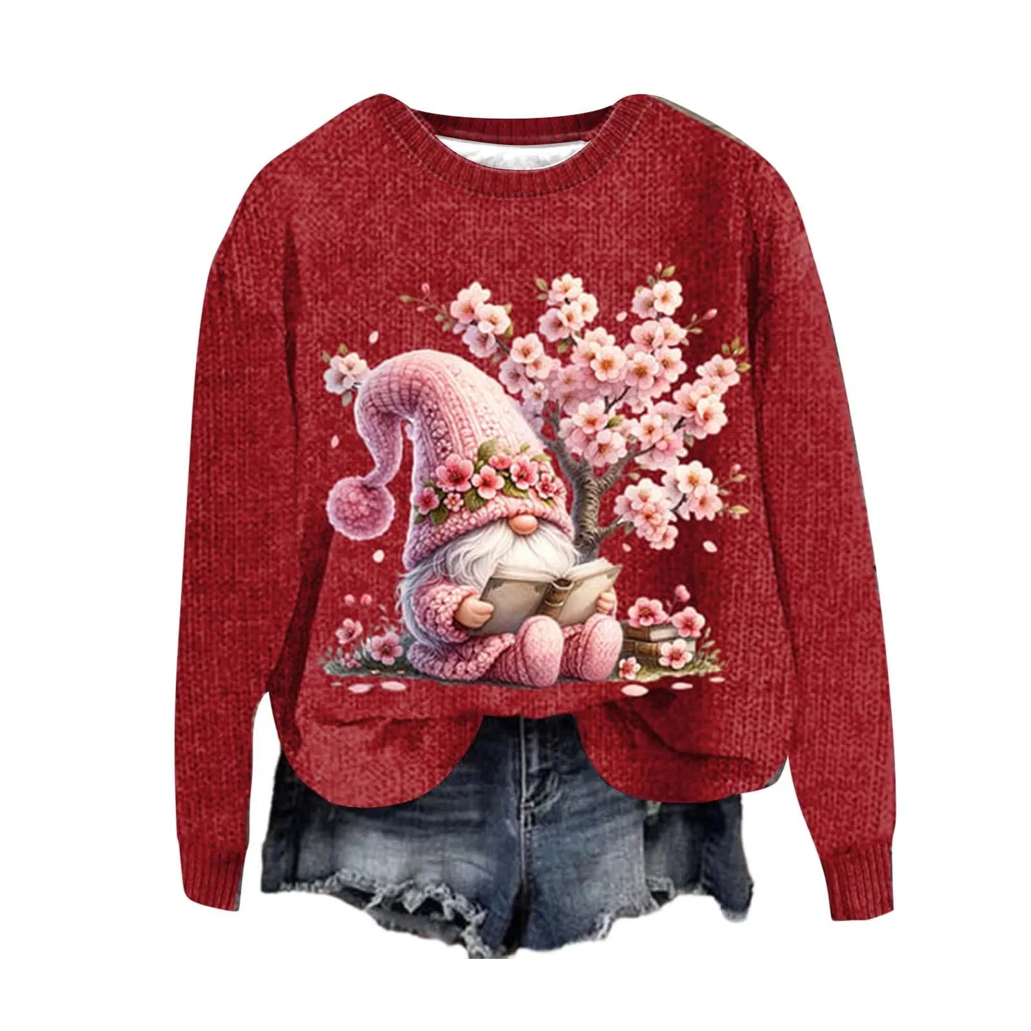 Женский свитшот с принтом Santa Claus HUIFUAO, Red