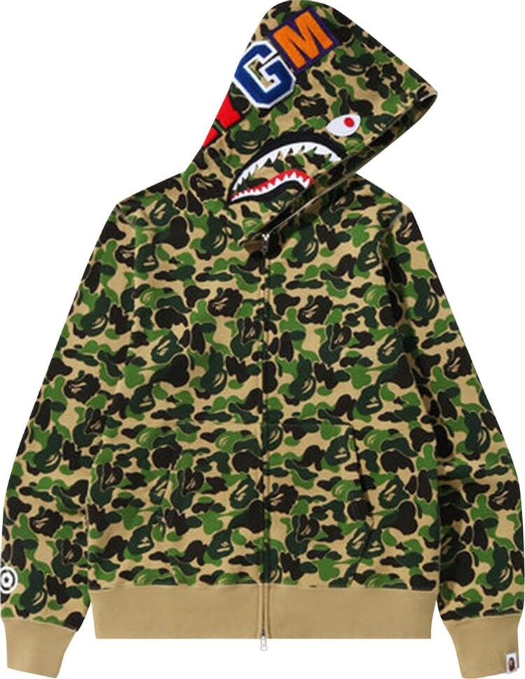 

Худи BAPE ABC Camo Shark Full Zip Hoodie 'Green', зеленый