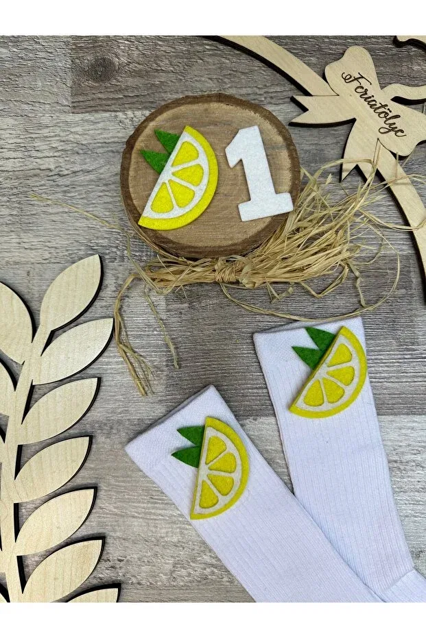 Детские носки для новорожденных с принтом Knee length lemon concept baby socks Feriatolye, White