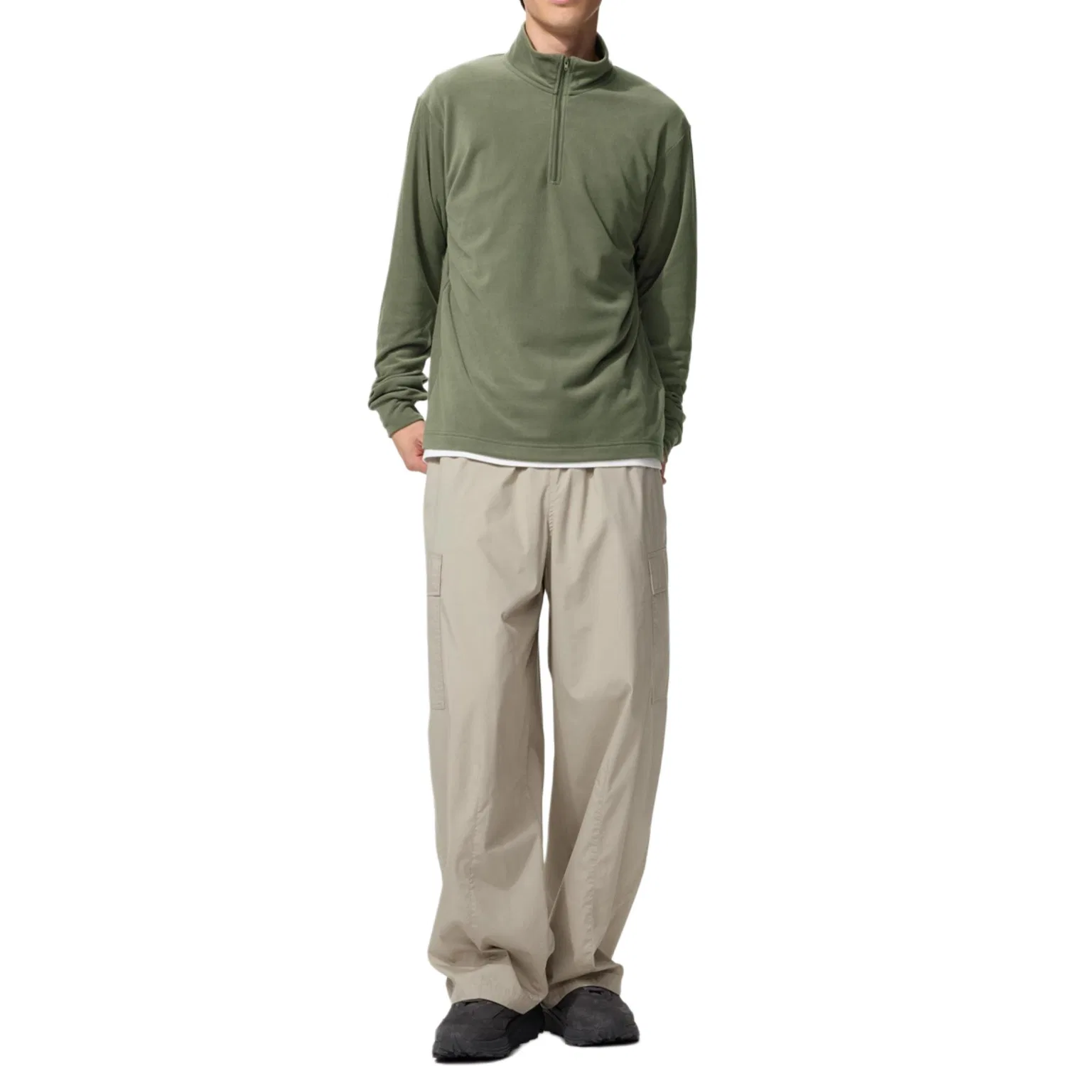 Мужская футболка с воротником-стойкой 53 Grass Green UNIQLO, 53 Grass Green — фото 4