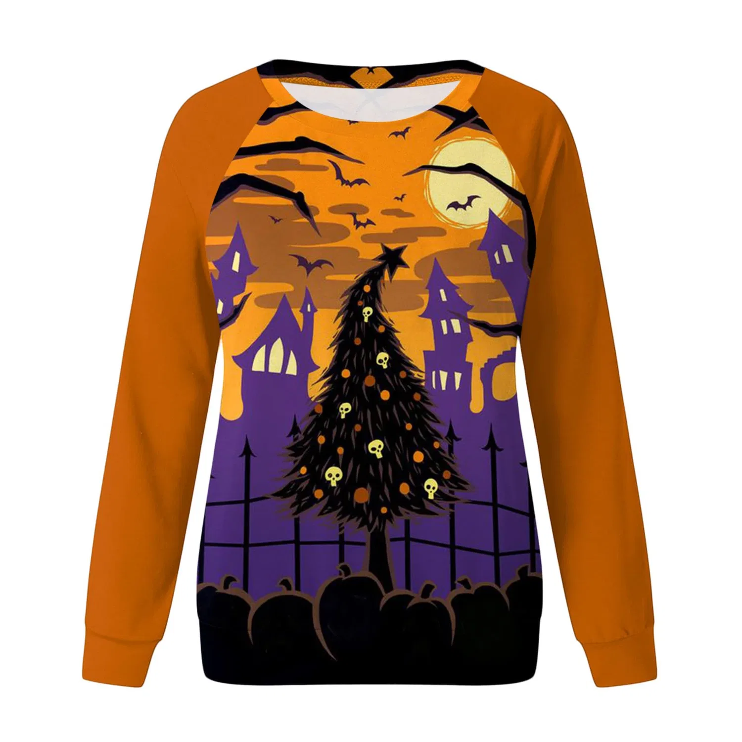 Женская худи с капюшоном с принтом Halloween, длинный рукав, Colour: Orange — фото 3
