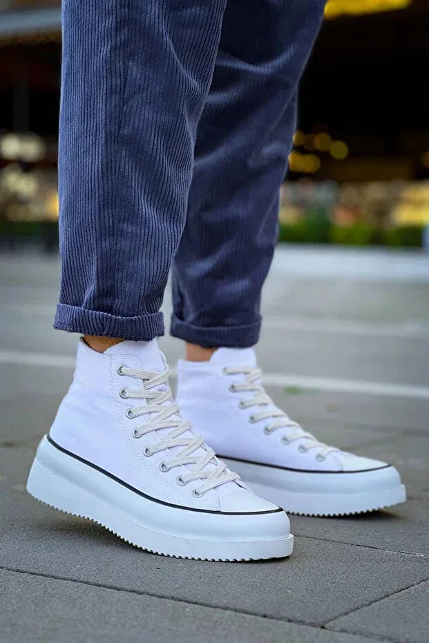 Детские спортивные туфли с принтом Kuback Long White Linen White High Sole Sports Shoes Pazarcan, White