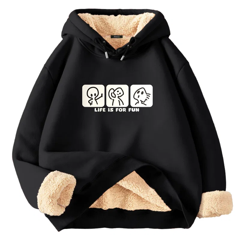 Детский свитшот утепленный на флисе MINISO, Thermal Sherpa Black (Ma Graffiti Square)