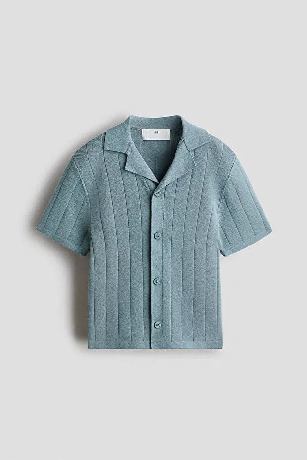 Детская рубашка для мальчиков с коротким рукавом H&M, Dark Dusty Turquoise