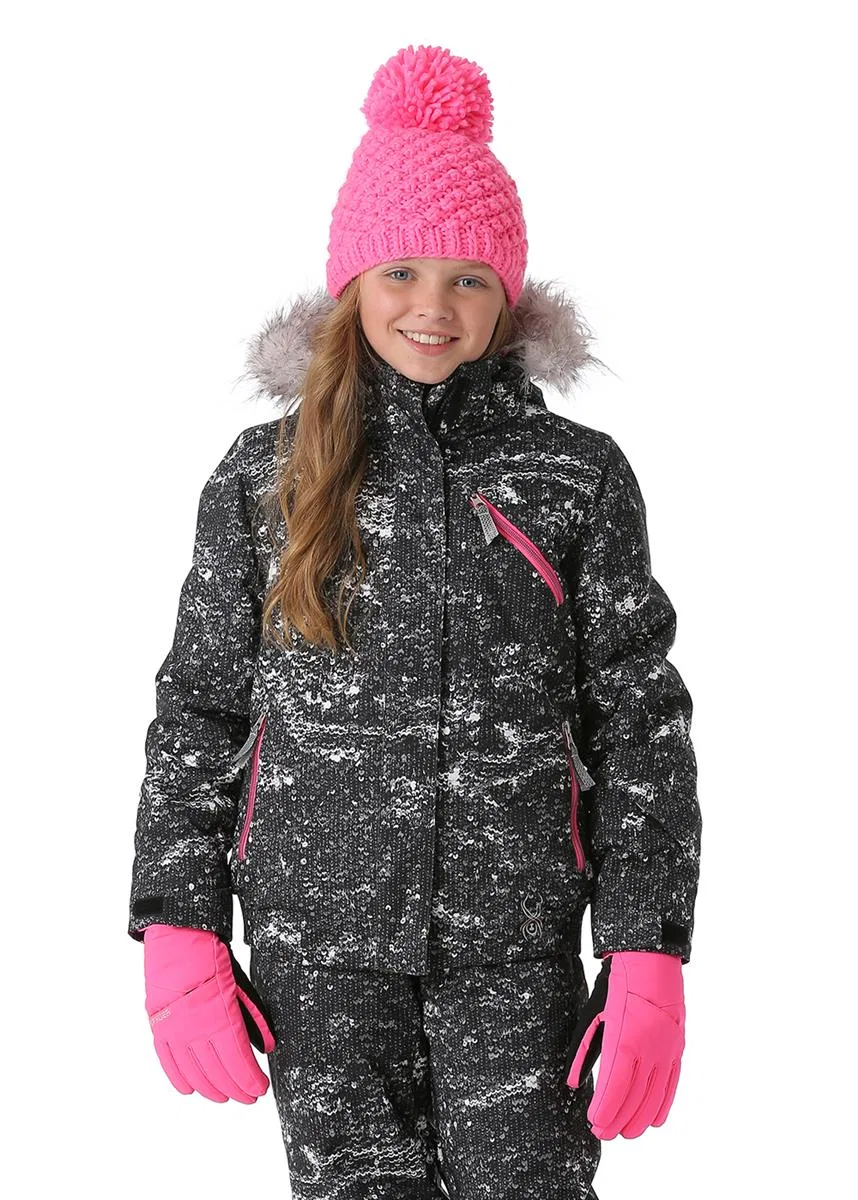 Куртка девичья с принтом Lola Spyder, Sequins Black Print/Bryte Bubblegum