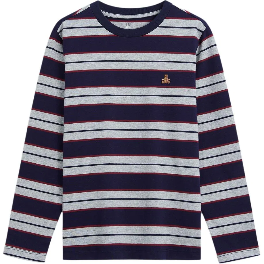 Детская футболка с круглым вырезом Brown Stripes GAP — фото 3