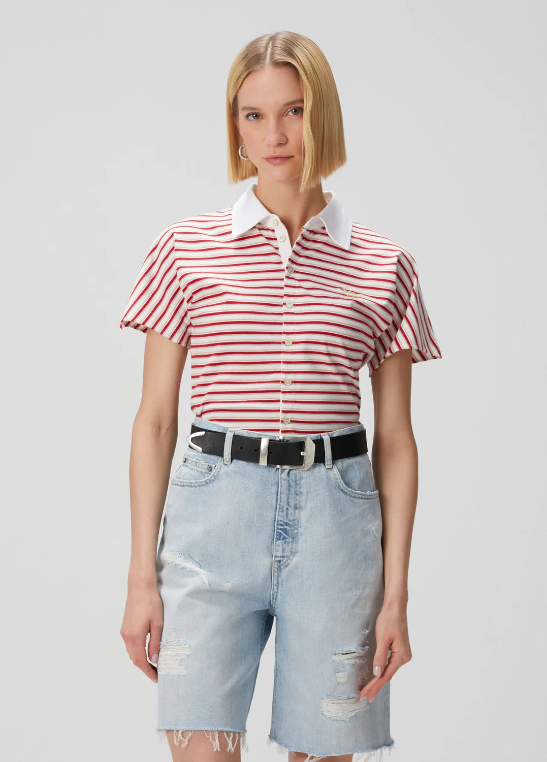 Polo T-shirt Golden Goose, Krem-Kirmizi — фото 3