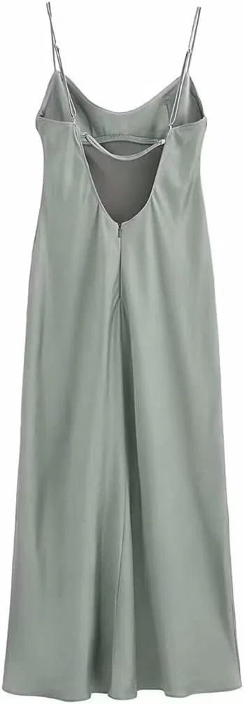 Женское летнее платье-футляр с открытой спиной Generic, Lightgreen — фото 3