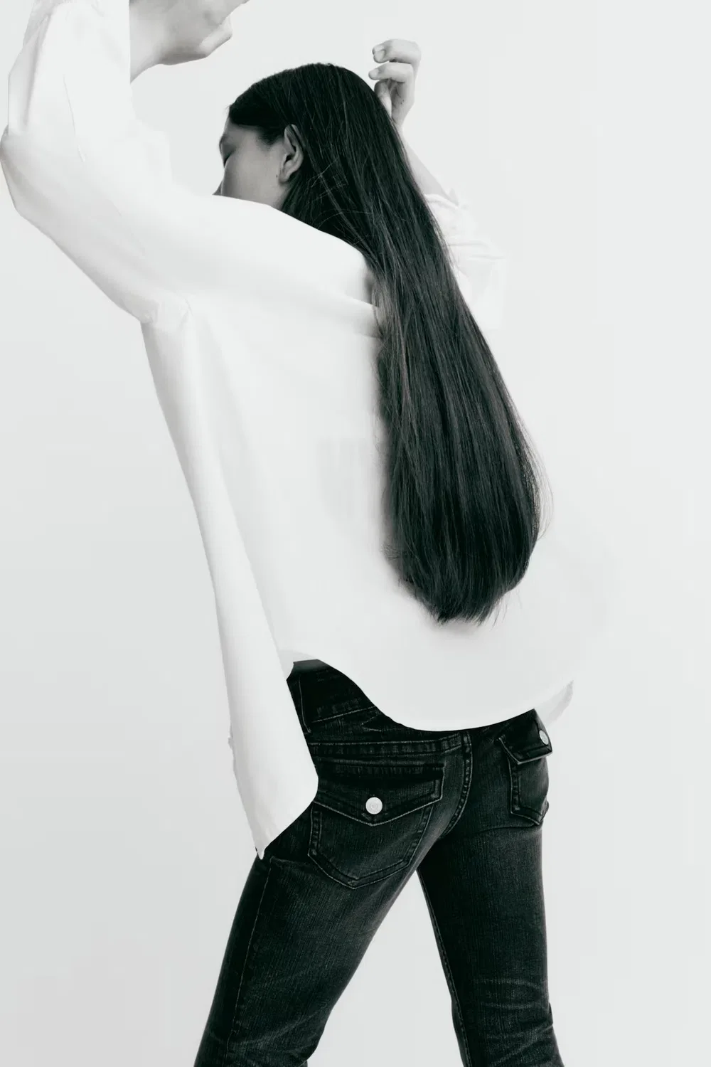 Джинсы-Клеш с заниженной талией H&M, Ausgewaschenes Denimschwarz — фото 3