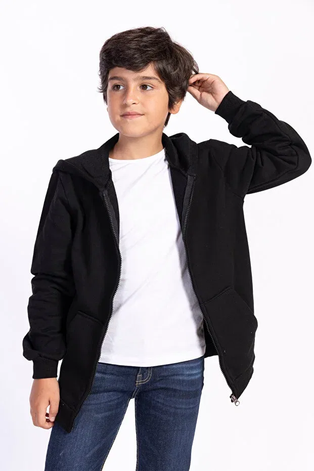 Детский кардиган с капюшоном Kangaroo Pocket Cardigan Toontoy, Black