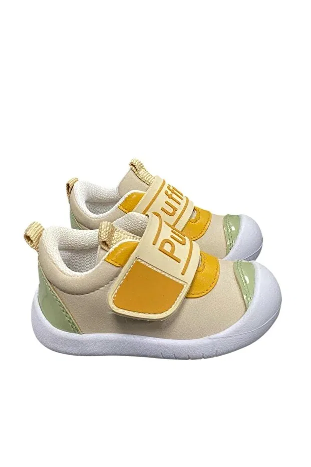 Детские ортопедические легкие туфли на липучке Desimod, Cream-Yellow-Green — фото 3