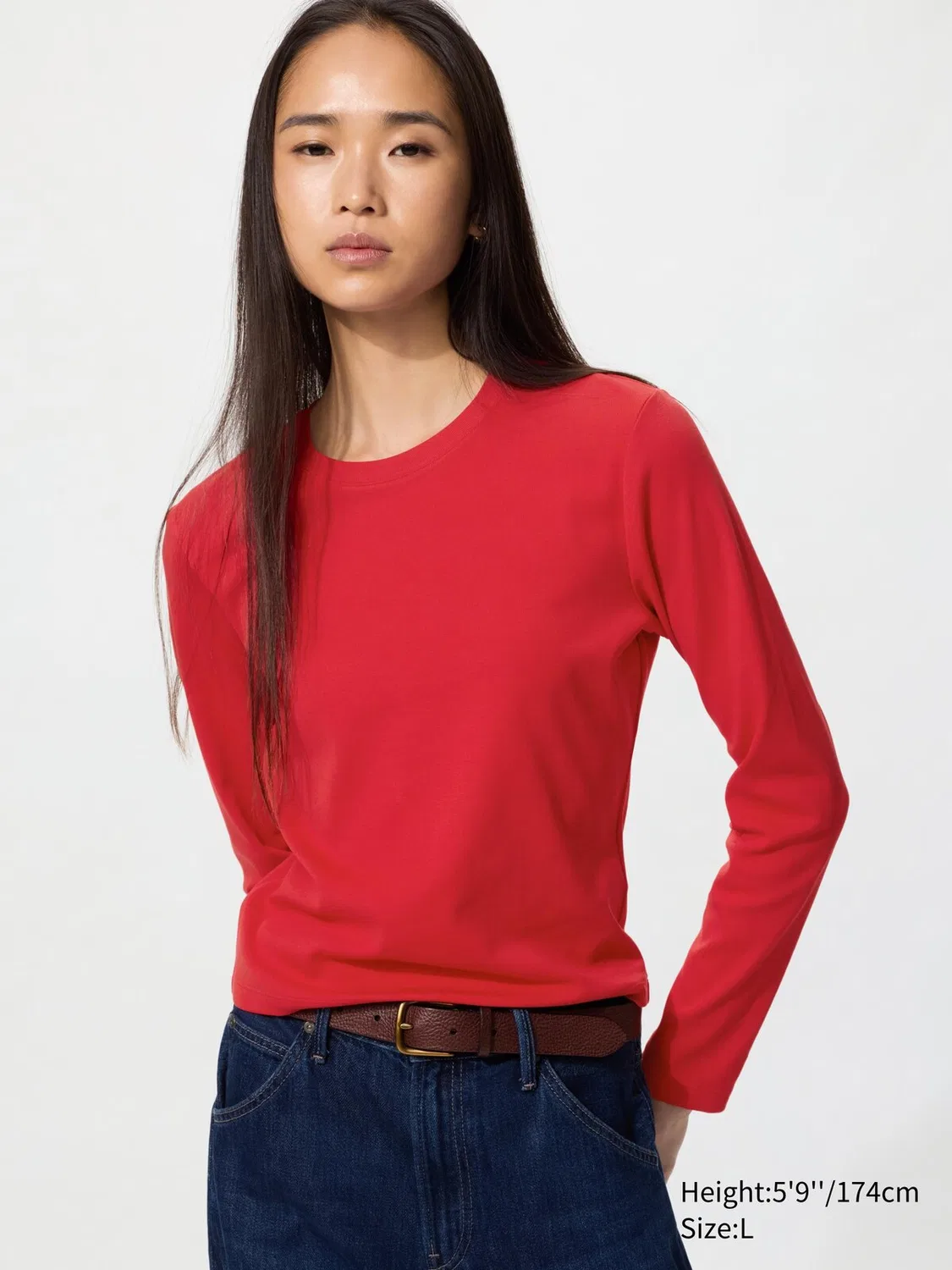 Футболка Uniqlo, длинный рукав, красная