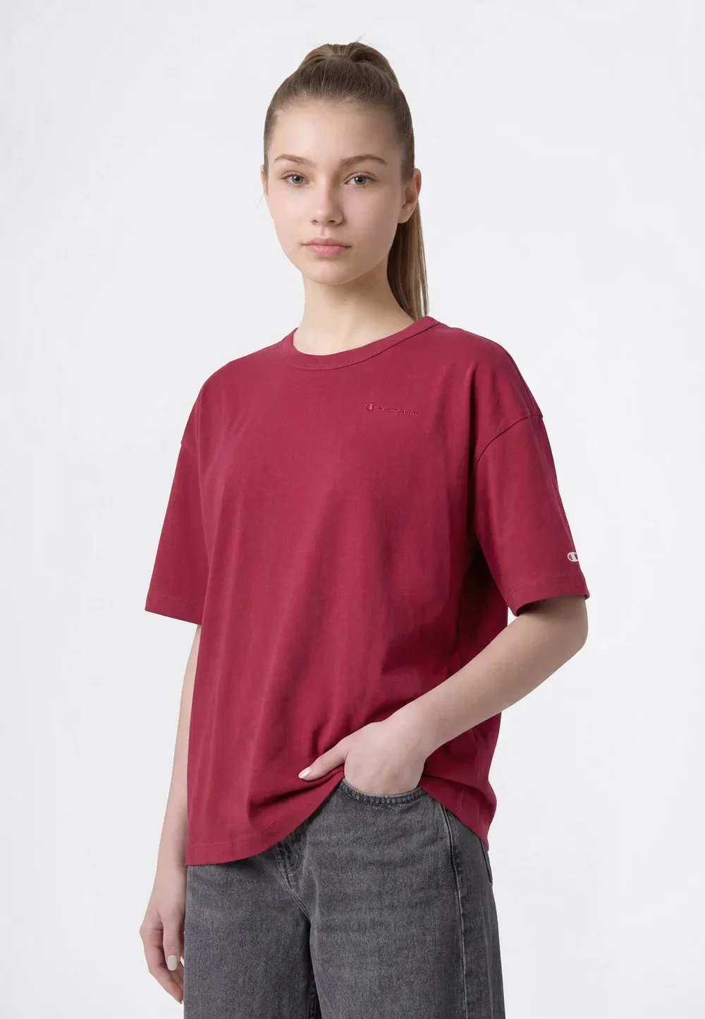 Спортивная футболка свободного кроя в классическом стиле Champion, Red