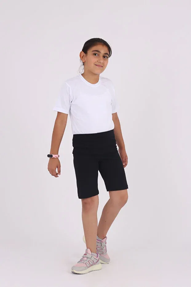 Детские леггинсы для девочек хлопковые короткие Basics Çiggo Kids, Black — фото 4