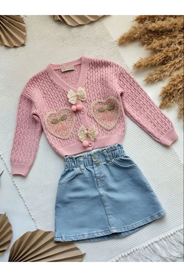 Детский кардиган с V-образным вырезом Miniminnakkidswear, Pink — фото 2
