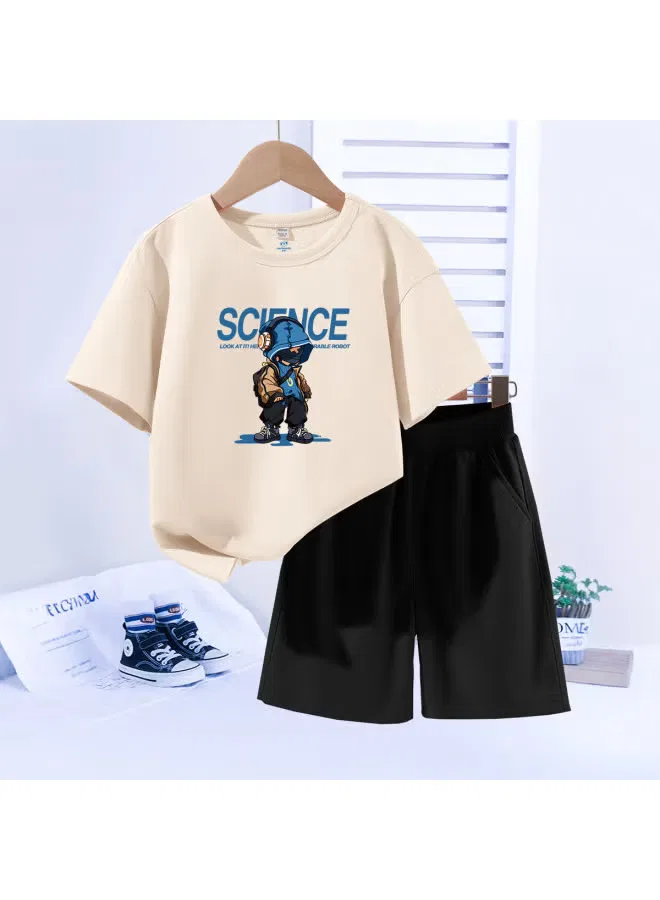 Комплект футболка и шорты хлопковый с коротким рукавом Jeanswest, абрикосовый — фото 2