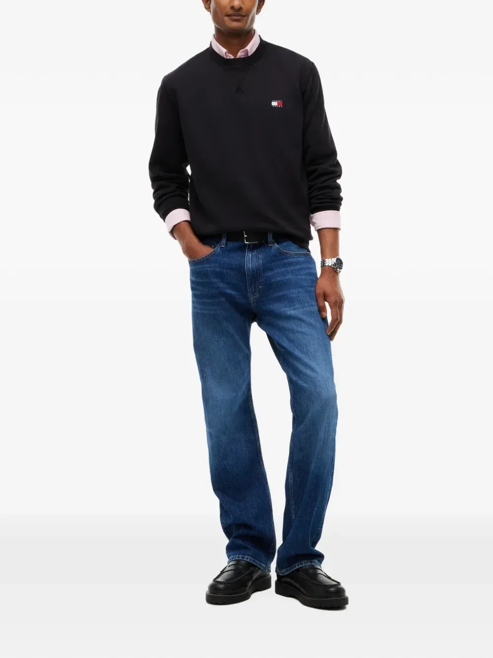 Свитшот с логотипом-нашивкой Tommy Hilfiger, черный — фото 2