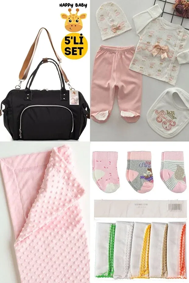 Детский комплект одежды для новорожденных полосатый Happybaby Sahra, Anthracite-Pink