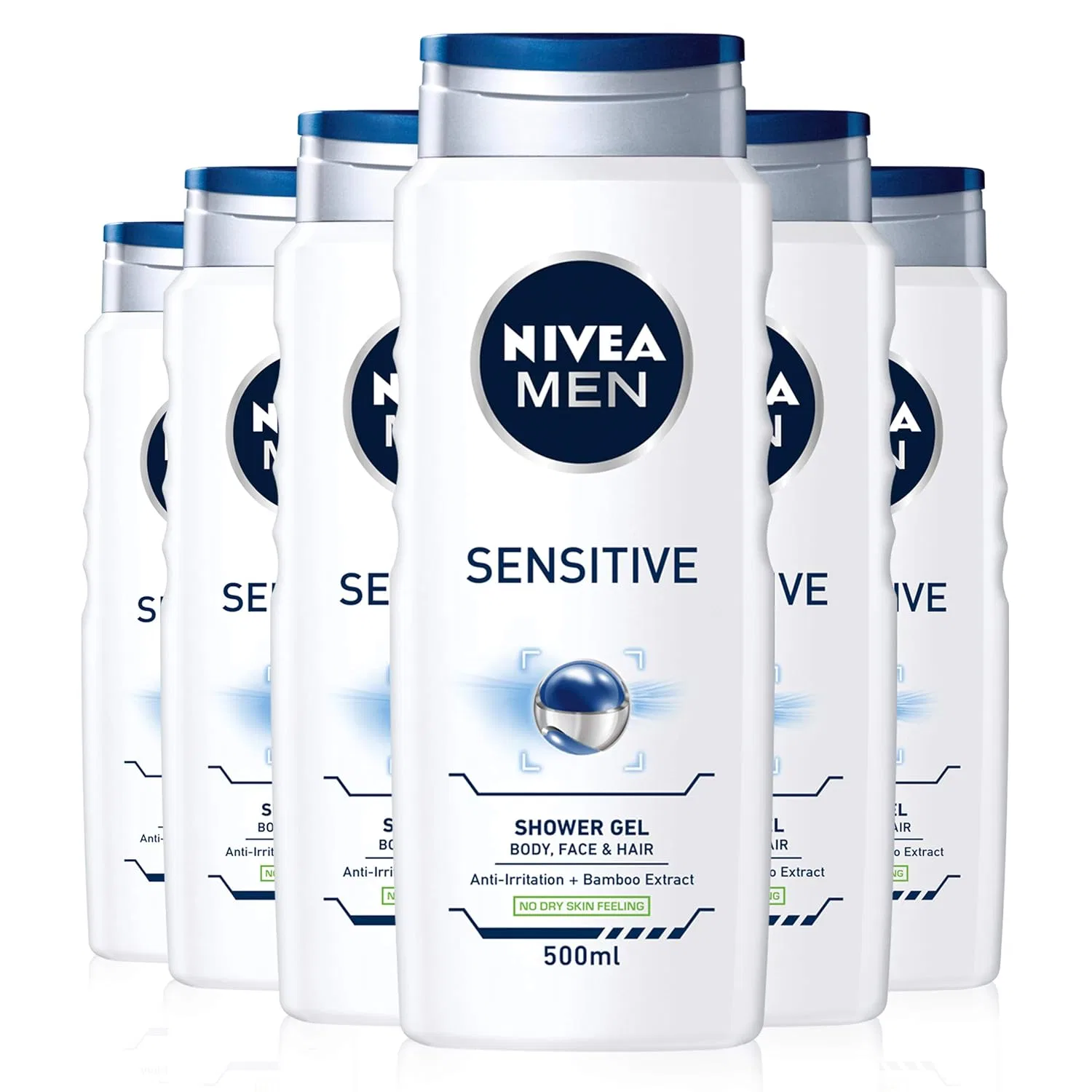 Гель для душа Sensitive, NIVEA Men, 6x500 мл