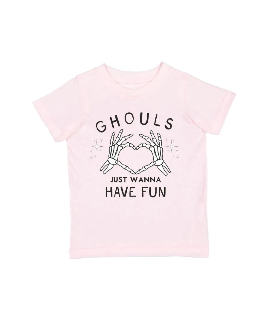 Детская футболка с коротким рукавом и принтом Ghouls Just Wanna Have Fun Sweet Wink, Ballet Pink