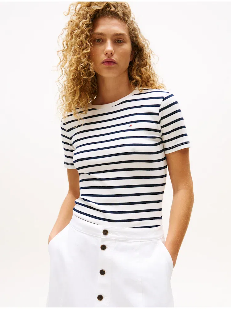 Футболка хлопковая Slim Fit TOMMY HILFIGER, Ivory