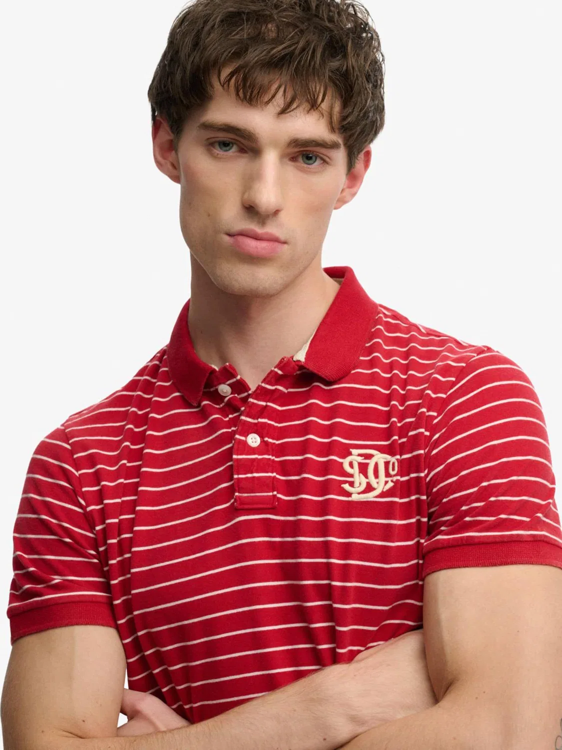 Поло Superdry Red Vintage Stripe Jersey, красный — фото 4