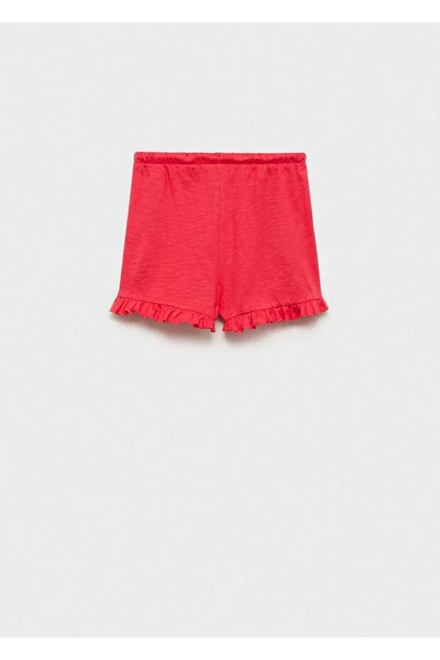 Детские шорты для девочек хлопковые Elastic waist shorts Mango Kids, Fuchsia — фото 2