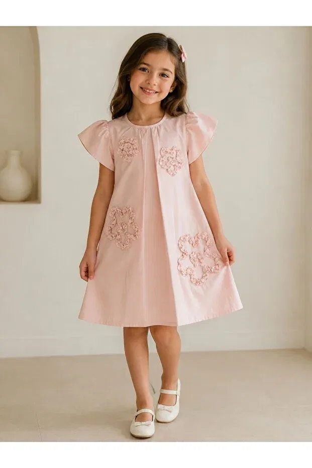 Детское платье для девочек хлопковое Eliza Çocuk Giyim, Pink — фото 3