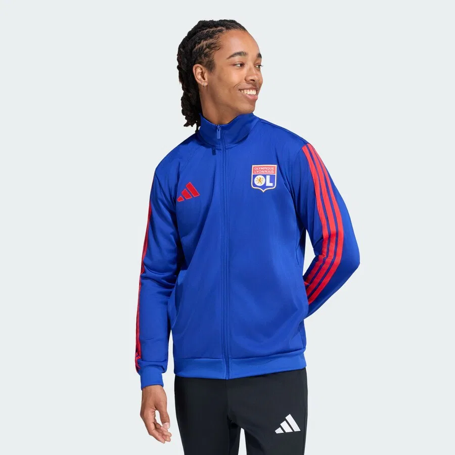 Тренировочная куртка ADIDAS PERFORMANCE 'Olympique Lyon DNA' синего цвета — фото 2