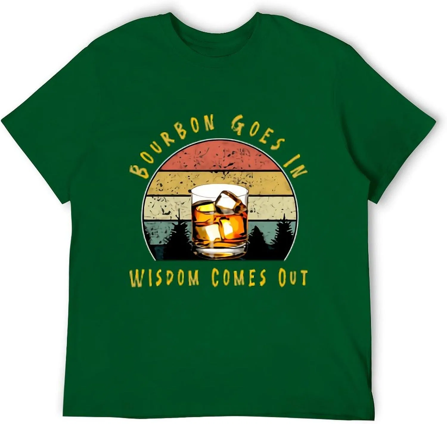Мужская классическая футболка с принтом Bourbon Goes in Wisdom Comes Out, Green — фото 2