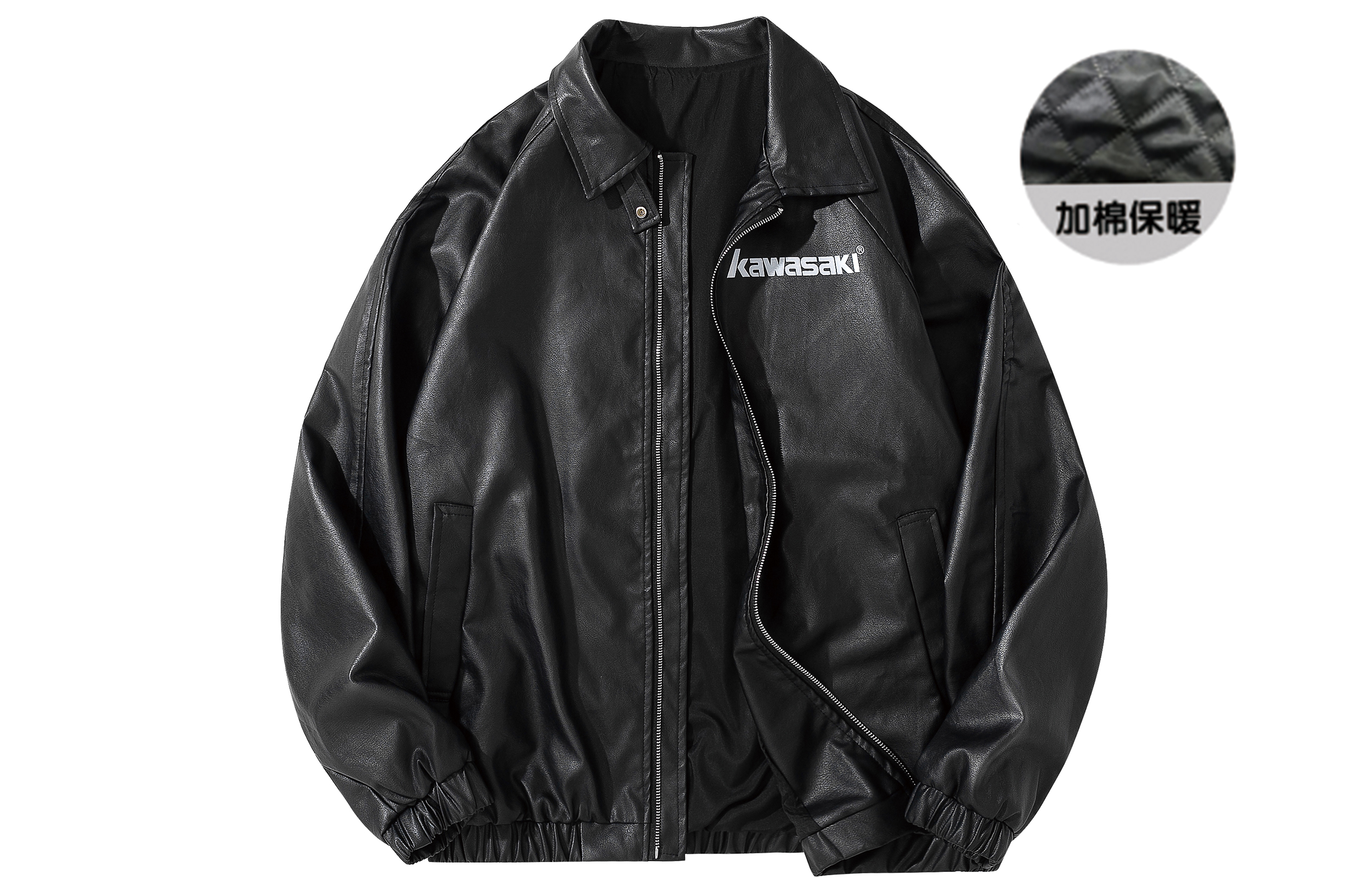 

Kawasaki Кожаная куртка, Black (Upgraded Padded)