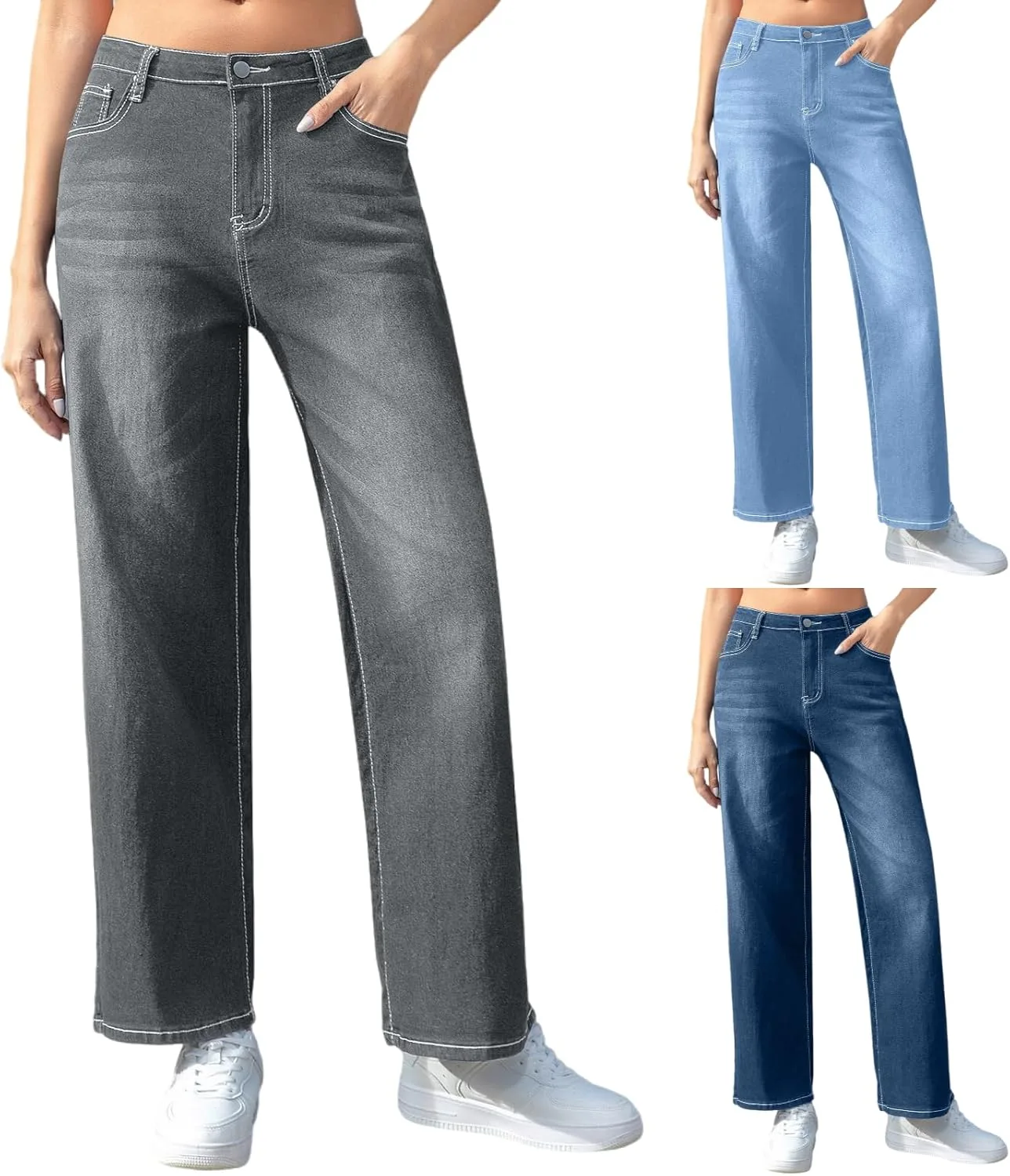 

Джинсы High Waisted для женщин Straight Leg Stretch Denim