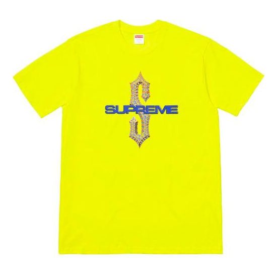 

Футболка ss18 diamonds tee bright yellow diamond printing short sleeve Supreme, желтый