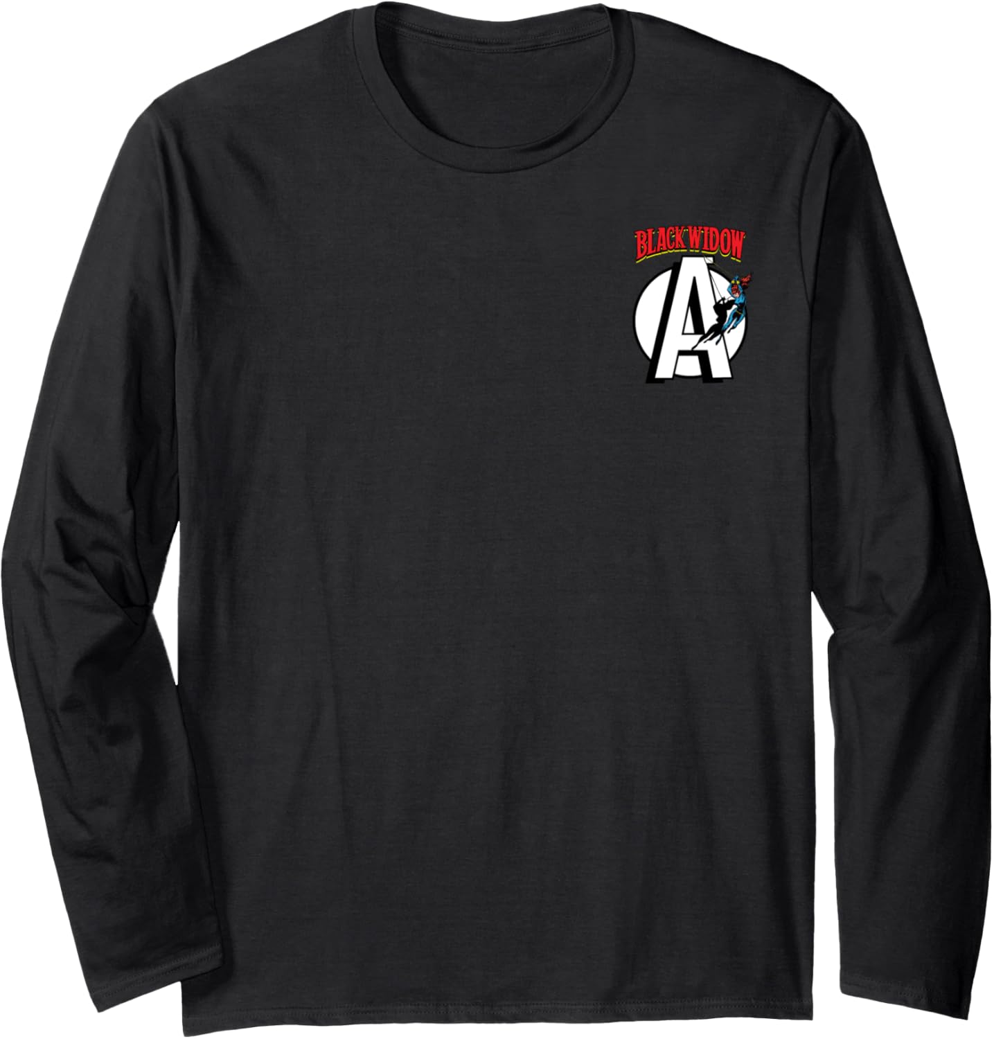 

Футболка с длинными рукавами Marvel Avengers Black Widow с карманом и логотипом, черная