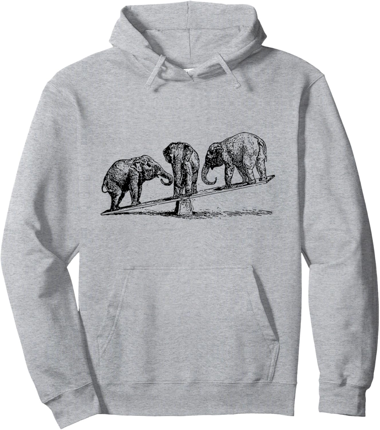

Винтажная толстовка с графическим принтом Слоны на качелях в стиле ретро The Zoology Company - Animal Art Graphic Design, серый