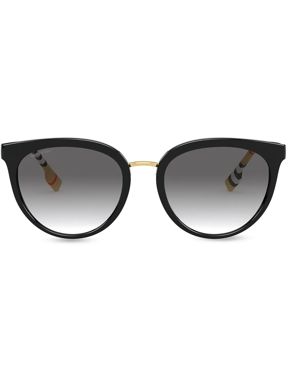 

Солнцезащитные очки в оправе с клетчатыми дужками Burberry Eyewear, черный