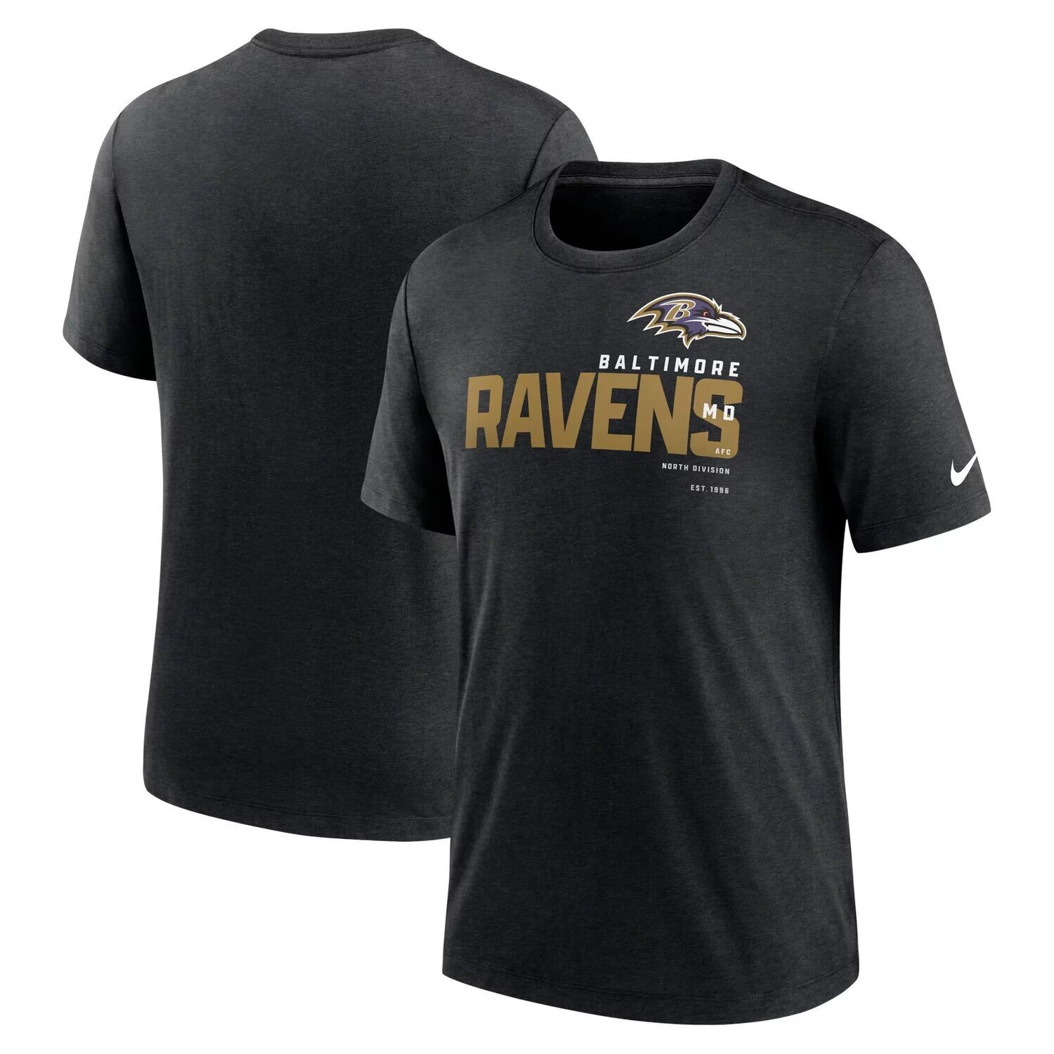 

Мужская черная футболка Baltimore Ravens Team Tri-Blend Heather Nike, Черный, Мужская черная футболка Baltimore Ravens Team Tri-Blend Heather Nike