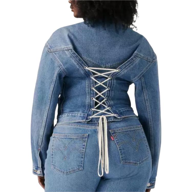 Джинсовая куртка Levi's x Beyoncé Beyoncé FW25 для женщин Levis, lace-up-medium washed — фото 3