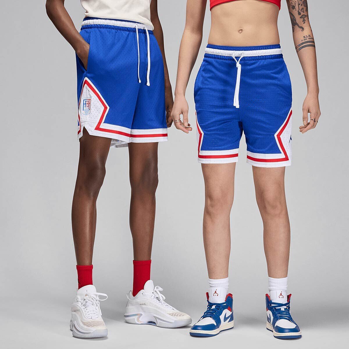 

Баскетбольные шорты FFBB France Dri-Fit Diamond Jordan, цвет Altes Blau/Weiß