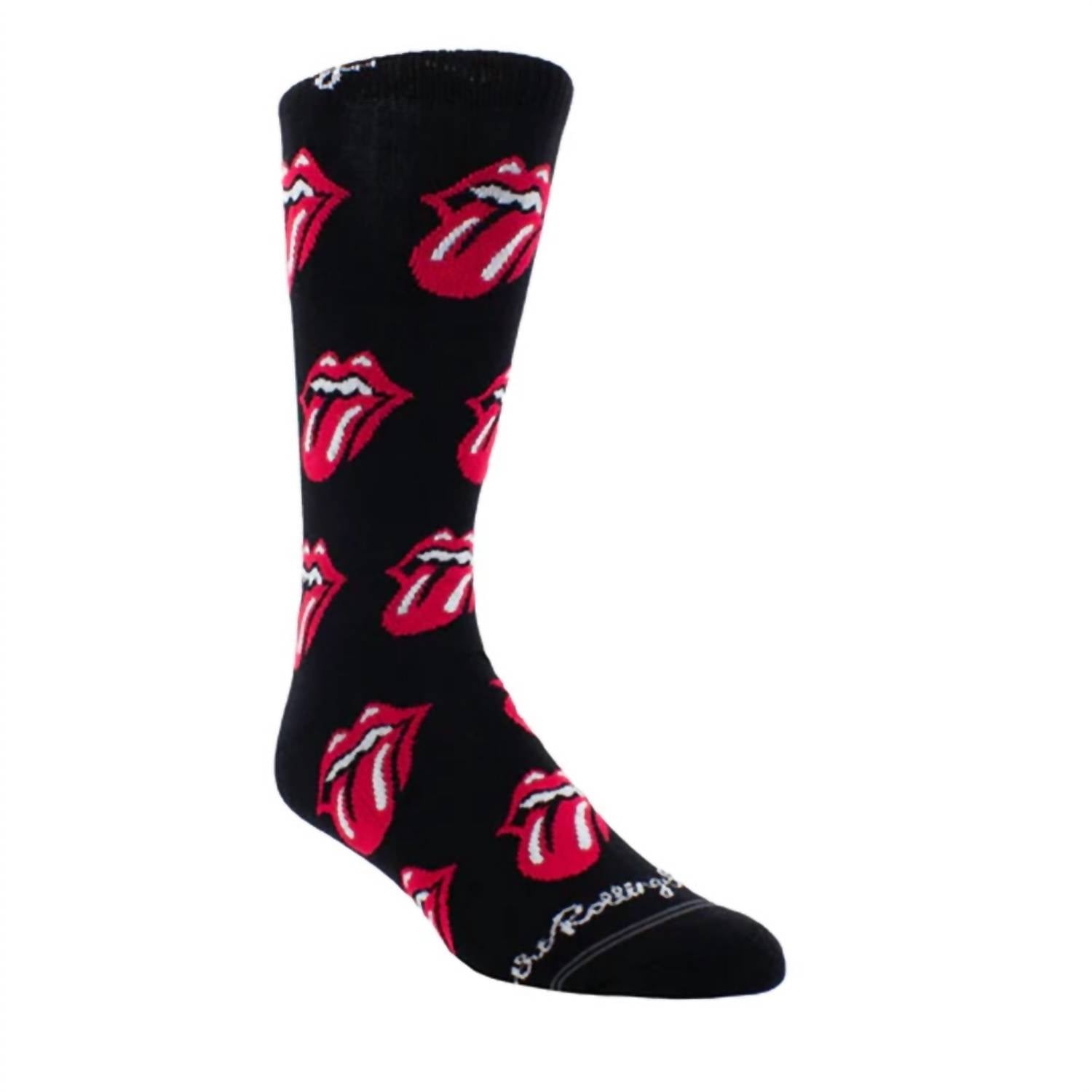 

Мужские носки The Rolling Stones Allover Red Tongues Crew Socks черного цвета Perri’s Socks