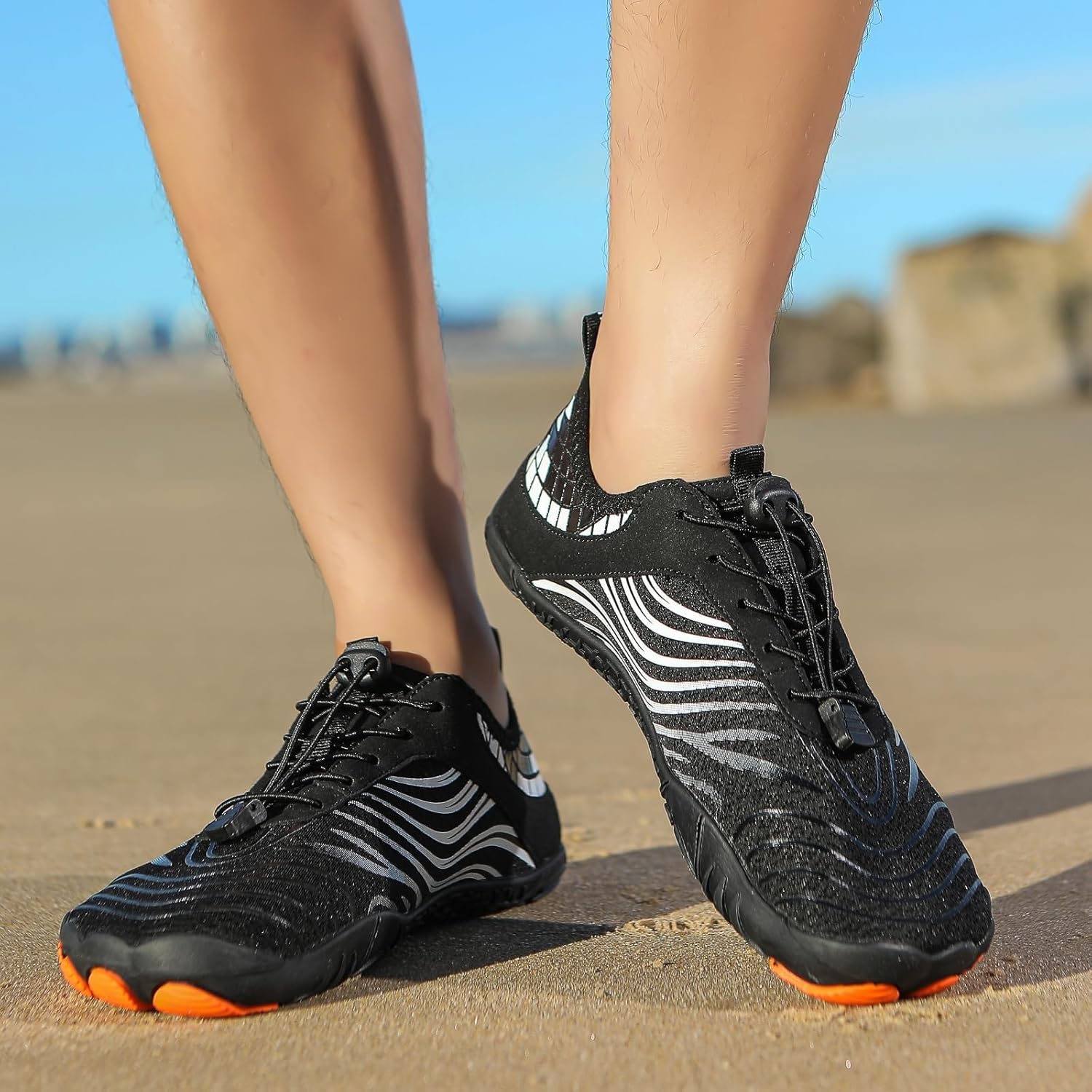 Женские кроссовки Kubbon Hike Barefoot Shoes: здоровая, нескользящая, дышащая обувь для ходьбы, с широким носком, для воды, прогулок на открытом воздухе, черный — фото 4