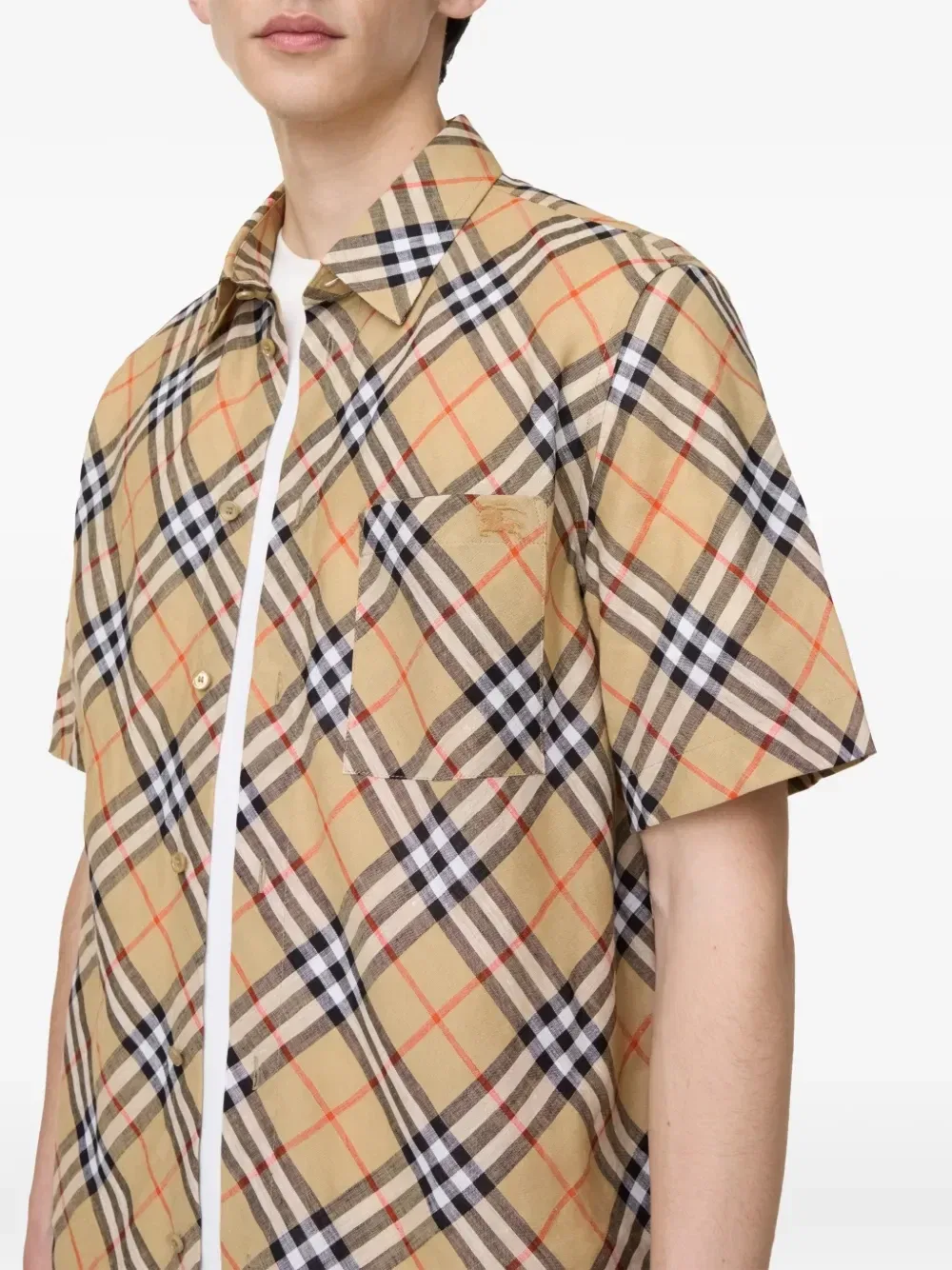 Рубашка BURBERRY свободного кроя, бежевая — фото 3