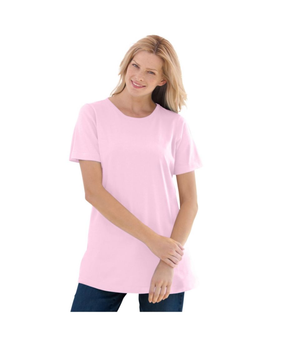 

Футболка с коротким рукавом и круглым вырезом идеального размера для полных женщин Woman Within, Pink, Розовый, Футболка с коротким рукавом и круглым вырезом идеального размера для полных женщин Woman Within, Pink