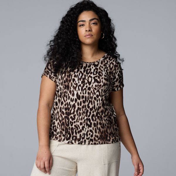 

Футболка oversize с круглым вырезом и рукавом долман Simply Vera Vera Wang, цвет beige leopard spots